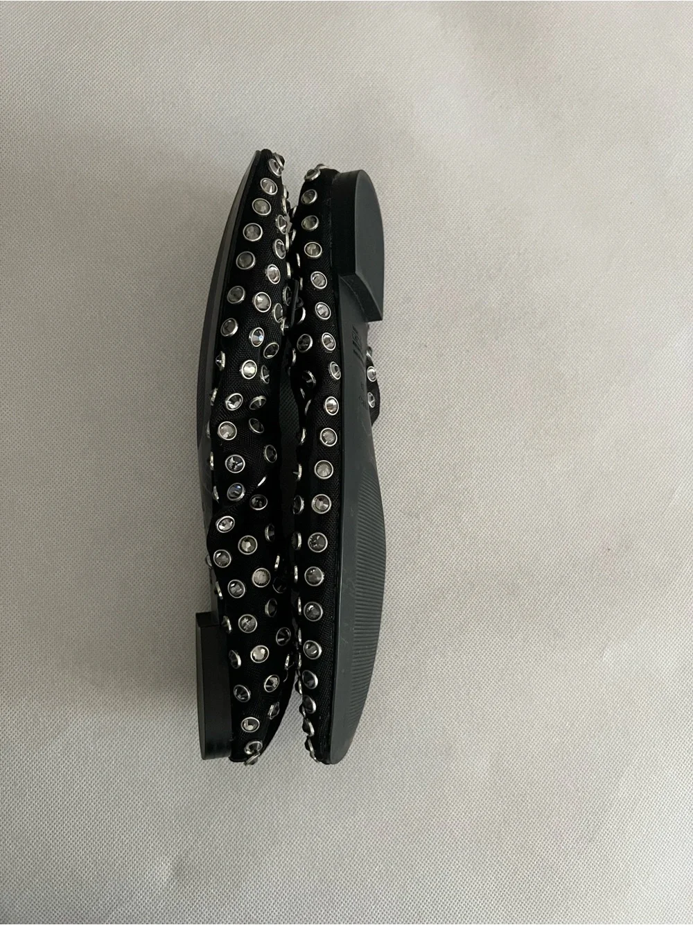 Mango Mesh Studded Black Ballet Flats